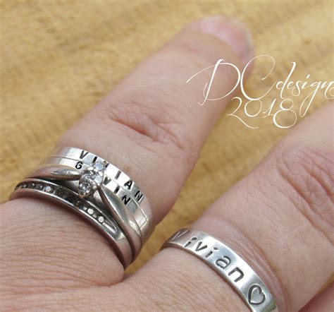 Personalized Sterling Silver Rings Stacking Rings Engraved - Etsy