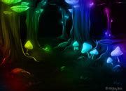 Glowing Mushrooms Forest Rainbow Wallpaper - The Wajas Wiki