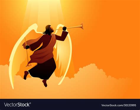 Angel blowing trumpet Royalty Free Vector Image