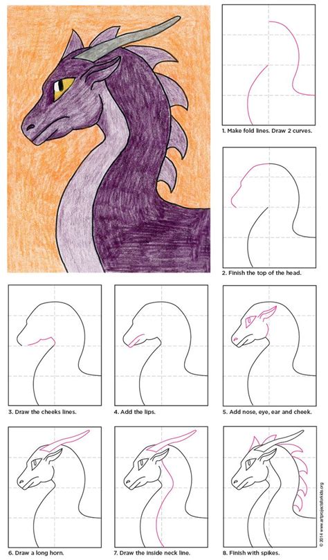 Easy How to Draw a Dragon Head Tutorial and Dragon Head Coloring Page | Dibujo paso a paso ...