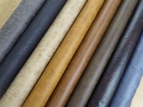 Distressed Finish Faux Leather Upholstery Fabric - Ellbee Fabrics