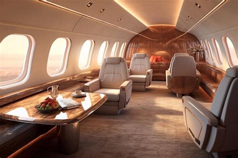 Premium AI Image | Modern Interior of airplane with seats and window ...