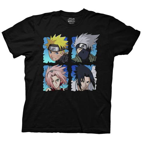 Naruto Shippuden - Naruto Shippuden 4 Heads Short Sleeve Crew T-Shirt LG Black - Walmart.com ...
