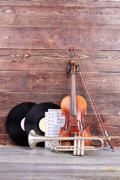 Set of Vintage Musical Instruments. Stock Photo - Image of design ...