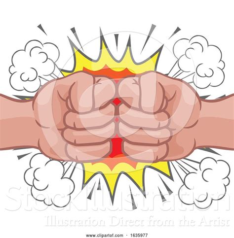 Vector Illustration of Cartoon Fist Bump Explosion Hands Punch Cartoon by AtStockIllustration ...