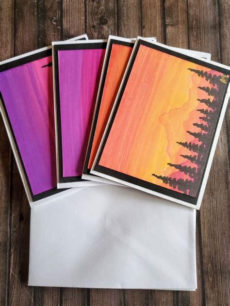 Sunset Mountains | Alcohol markers, Etsy, Stationary cards