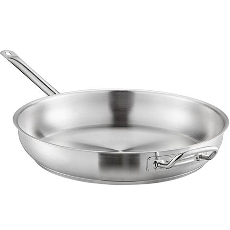 Stainless Steel Frying Pan | Vigor 16" Stainless Steel Aluminum-Clad Fry Pan