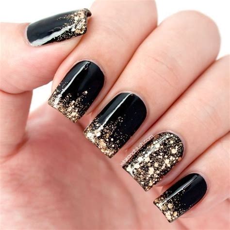 40 Black Nail Art Ideas | Cuded | Gold nail designs, Nail designs ...