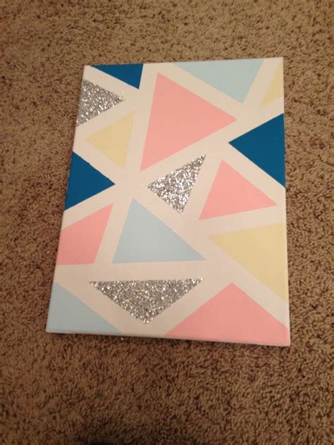 DIY canvas 1. Tape geometric shapes with painter's tape 2. Paint inside ...