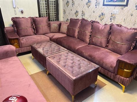 7 Seater Leatherette Sectional Wooden Sofa Set at Rs 40000/set in New ...