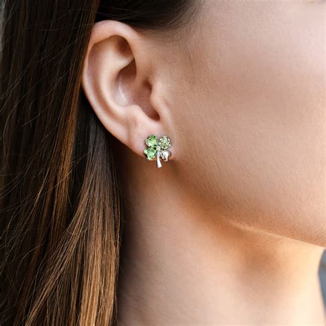 Green Four Heart Clover Earrings | 24 Style