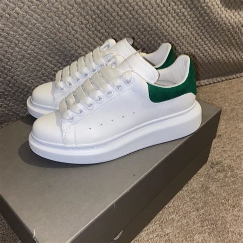 Alexander McQueen Women's White and Green Trainers | Depop