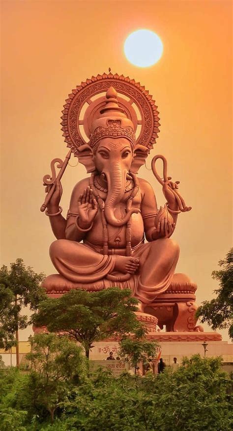 Lord Ganesha Statue, Sunset, Mobile Wallpaper,Indian God | Ganpati ...