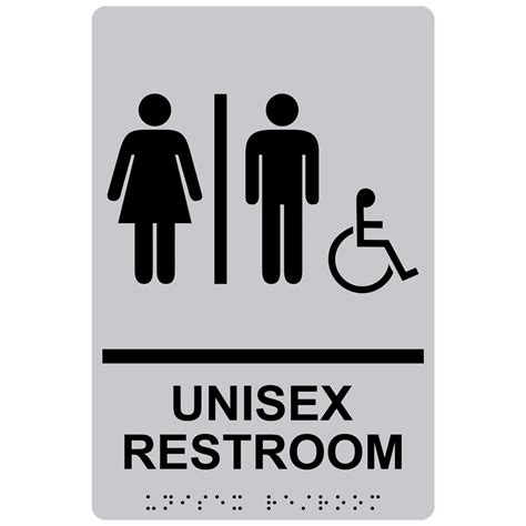 ADA Unisex Restroom With Symbol Braille Sign RRE-14845_BLKonSLVR