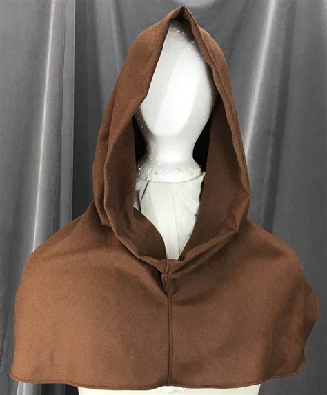 H238 - XXL Brown Wool Crepe Hooded Cowl