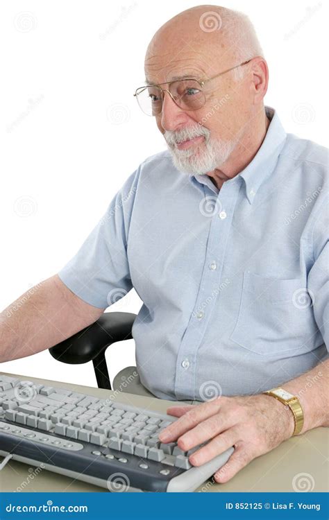 Senior Man Browses Internet Stock Image - Image of monitor, mail: 852125