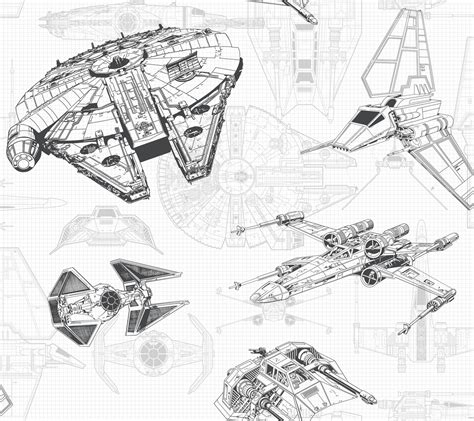 Star Wars Ship Schematic Wallpaper |Wallpaper And Borders |The Mural Store