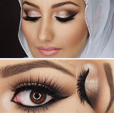 brown eyes, eyeliner, rose, shimmer, black, arabic beauty Makeup Salon, Skin Makeup, Makeup ...