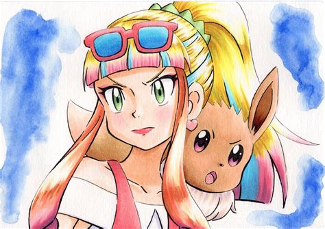 eevee and risa (pokemon and 2 more) drawn by oka_mochi | Danbooru