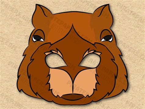 Capybara Mask Printable, Paper DIY for Kids and Adults. PDF Template. Instant Download. for ...