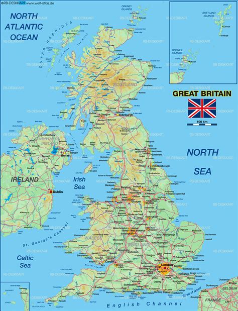 Map of Great Britain (United Kingdom) (Country) | Welt-Atlas.de