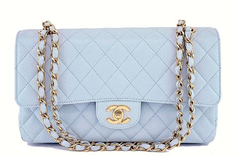 Chanel Pale Blue Caviar Medium Classic 2.55 Double Flap Bag GHW ...