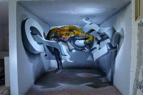 Insane 3D Graffiti Murals by Odeith : Clique Vodka – Black Bottle Vodka