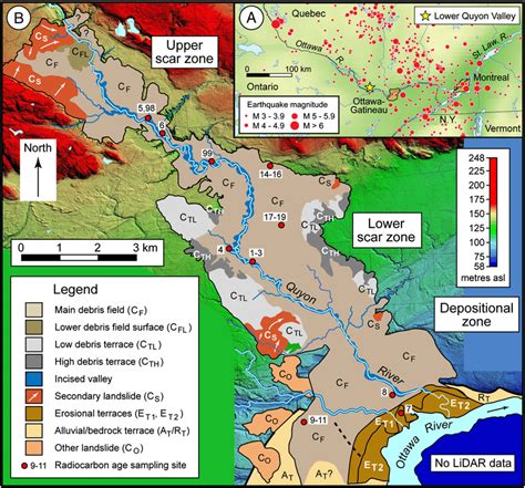 A) Map showing significant historical seismicity within the West Quebec ...