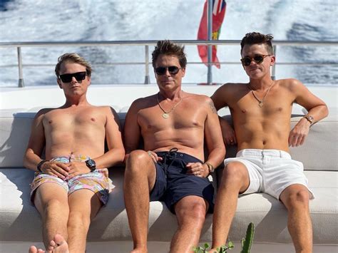 Rob Lowe and Sons John Owen and Matthew Pose Together in Shirtless Boat ...