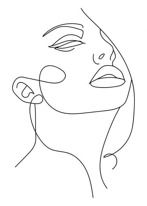 'Abstract Girl Face OneLine' Poster Print by Valeria Tsolova | Displate in 2020 | Outline art ...