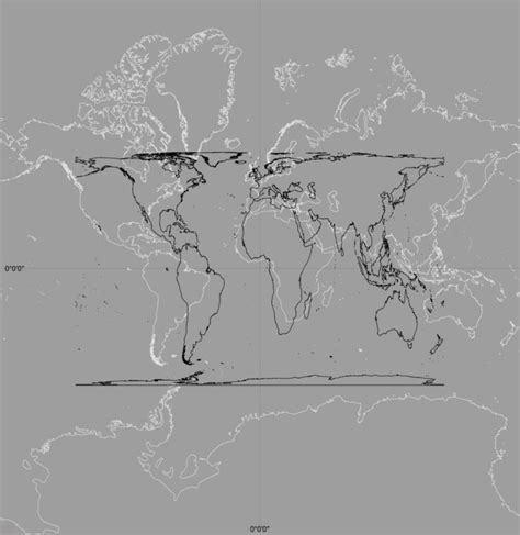 Mercator projection (white) and Gall-Peters projection (black), aligned... | Download Scientific ...