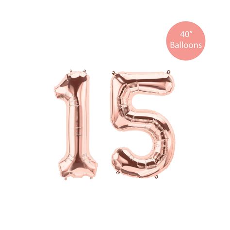 15 Rose Gold Number Balloon, 15 Rose Gold Balloons,Rose Gold 15 Balloon ...