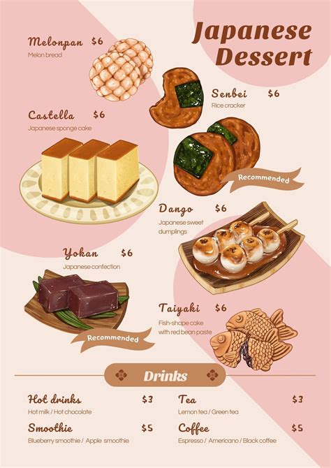 Japanese Desserts Menu