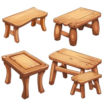 Wood Table Set Cartoon, Table, Wooden, Wood PNG Transparent Image and ...