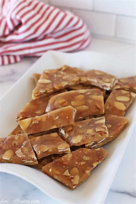 Easy Almond Brittle (Microwave Quick Recipe) - Amira's Pantry