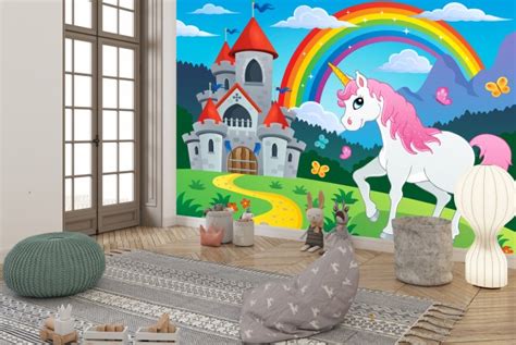 Unicorn Castle Wallpaper Wall Mural