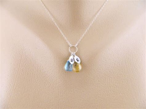 Two Birthstone Necklace Mother Daughter Necklace by MyQjewelry