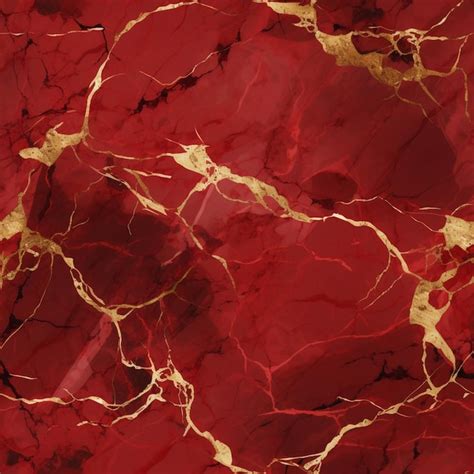Premium Photo | A close up of a red and gold marble background with a gold vein generative ai