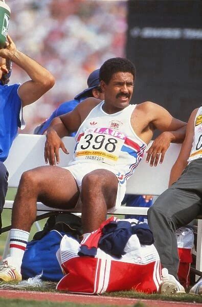 Daley Thompson relaxes on the way to gold at the 1984 (Print #5525501)