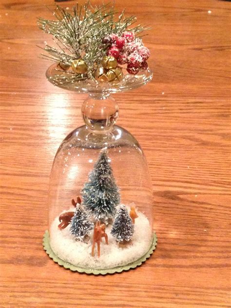 Snow globe made from an upside down drinking glass | Wine glass christmas crafts, Wine glass ...