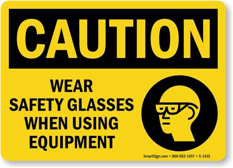 Wear Safety Glasses Using Equipment Caution Sign, SKU: S-1435 - MySafetySign.com