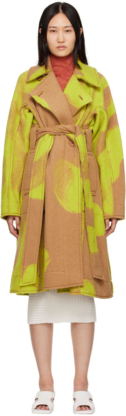 Beige & Green Grow Coat by ISSEY MIYAKE on Sale