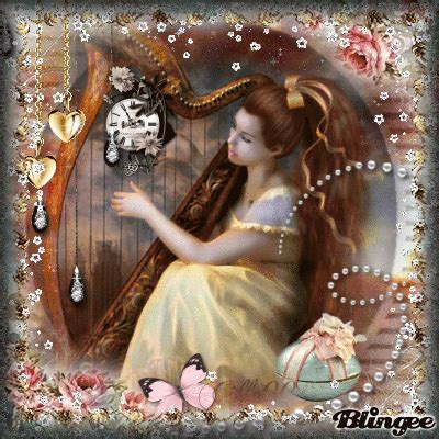 A Vintage Beauty Playing Harp Picture #135470480 | Blingee.com