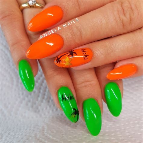 #neon #orange #green #nails | Green nails, Aqua nails, Green nail designs