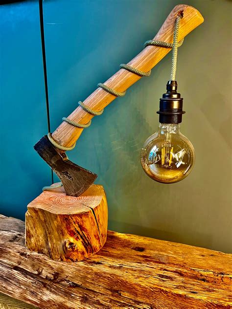 Ax Lamp Hatchet Lamp Decorative Lamp Desk Lamp Wooden Lamp Unique Vintage Lamp Eye-catcher ...