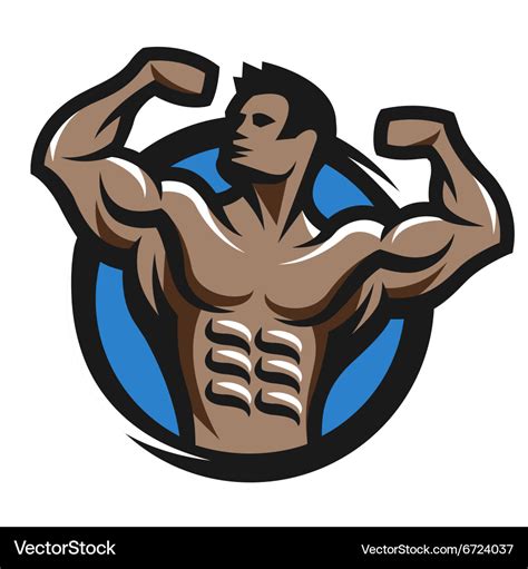 Posing bodybuilder symbol logo emblem Royalty Free Vector