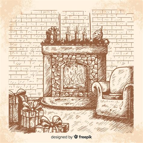 Christmas Fireplace Drawing at PaintingValley.com | Explore collection ...