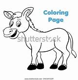 Cute Cartoon Donkey Coloring Page Vector Stock Royalty Free  sketch template