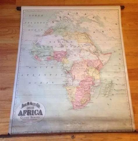 Antique Huge Wall Map Of Africa, Late 1800s, 38x60, Gorgeous! | #1785059238