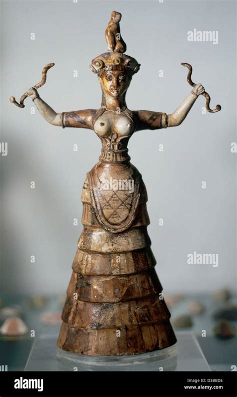 Minoan Snake Goddess Figurines, Bronze Metal Art Sculpture, Museum Replica, Cretan Statue ...